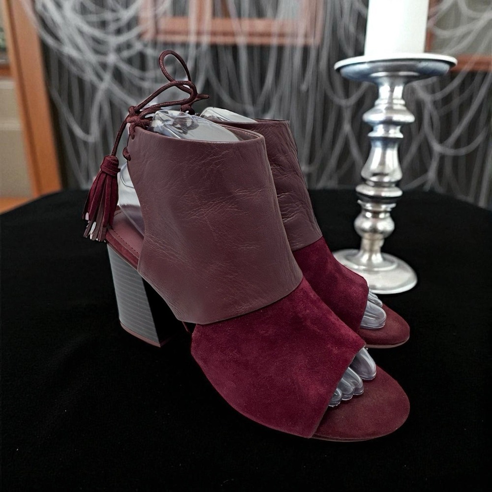 Witchy 🖤Coquette 🔥 Suede Peep Toe Tassel Bootie Kenneth Cole Chunky‎ Fairy